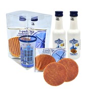 van Meers Holland Likör - Stroopwafels - und Glas im Geschenkkarton