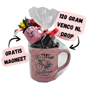 Matix Mok roze  gevuld met zoete drop en GRATIS magneet