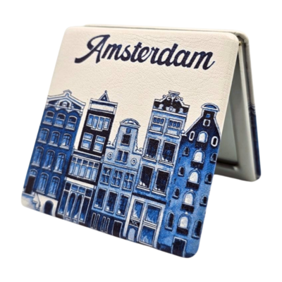 Typisch Hollands Spiegeldoosje Amsterdam - Delfts blauw