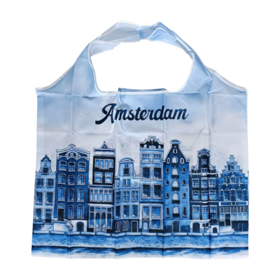 Typisch Hollands Große Falttasche Amsterdam Delft blau