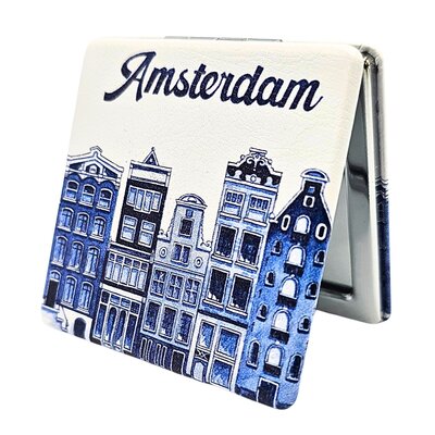 Typisch Hollands Spiegeldoosje Amsterdam - Delfts blauw