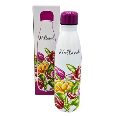 Typisch Hollands Trinkflasche (Isolierflasche) Tulpen rosa-rot