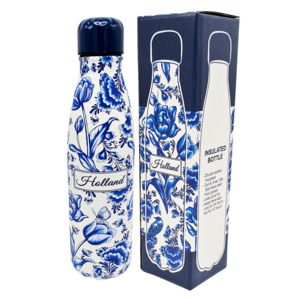 TTD Gifts Waterfles (isoleerfles) Delfts blauwe - bloemen