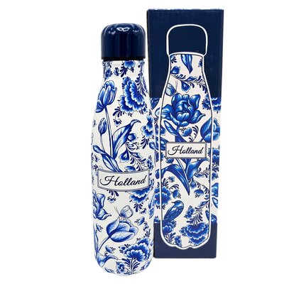 Typisch Hollands Waterfles (isoleerfles) Delfts blauwe - bloemen