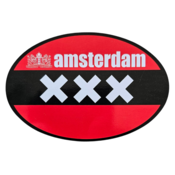 Typisch Hollands Sticker ovaal - Amsterdam -Rood XXX