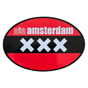 TTD Gifts Sticker ovaal - Amsterdam -Rood XXX