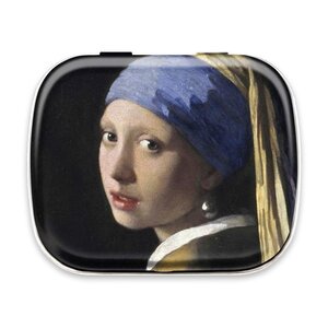 Typisch Hollands Minzfarbene Dose, Vermeer-Gemälde „Mädchen mit Perlenohrring“