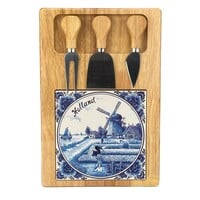 Typisch Hollands Cheese board with knives 20x30 cm Holland