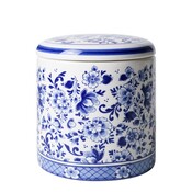 Heinen Delfts blauw Delft blue storage jar - Classic floral motif