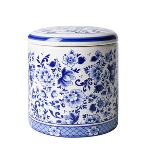 Heinen Delfts blauw Delft blue storage jar - Classic floral motif