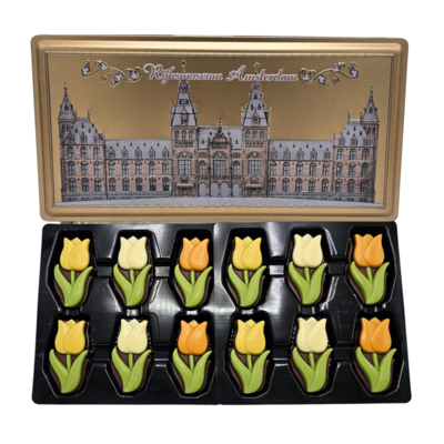 Typisch Hollands Chocolate tulips in luxury gift tin - Rijksmuseum