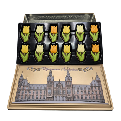 Typisch Hollands Chocolate tulips in luxury gift tin - Rijksmuseum
