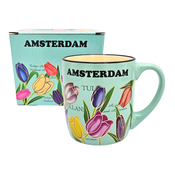 Typisch Hollands Grote mok - tulpen -  Mint-groen met goud