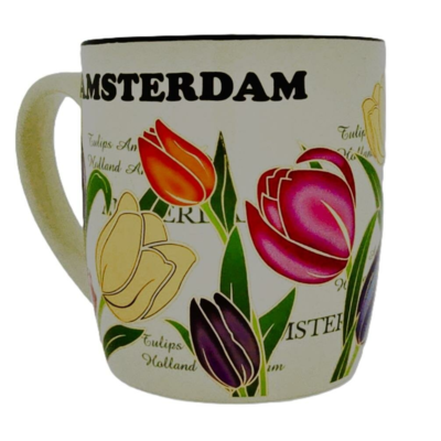 Typisch Hollands Large mug - tulips - White/Cream -green with gold