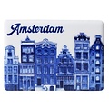 Heinen Delfts blauw Magnet Tile - Rectangle Amsterdam Facade Houses
