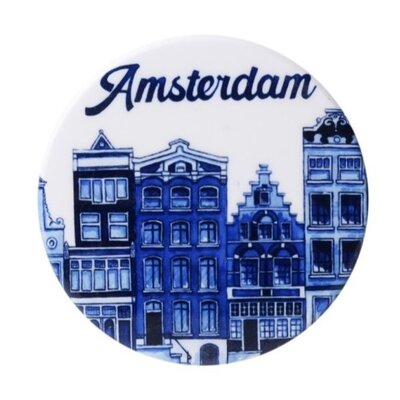 Heinen Delfts blauw Magnet Tile - around Amsterdam gabled houses