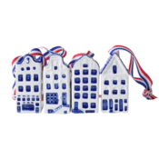 Typisch Hollands Christmas decorations - Delft blue houses (4-pack) - Copy