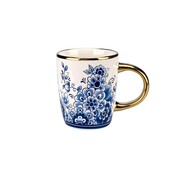Matix Delft blue mug - small with floral motif and gold handle