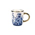 Matix Delft blue mug - small with floral motif and gold handle