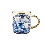 Typisch Hollands Delft blue mug - large with mill landscape and golden ear