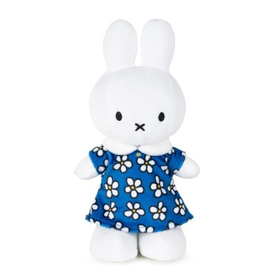 Typisch Hollands Miffy Kuscheltier - Blaues Kleid mit Blumen - 24cm