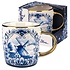 Typisch Hollands Delft blue mug - large with mill landscape and gold handle