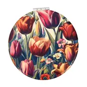 Typisch Hollands Spiegelbox - rund - Tulpen - beige