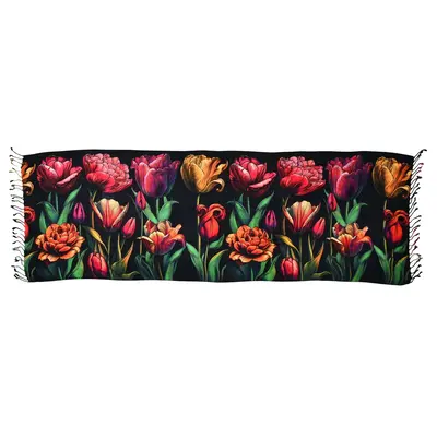 Robin Ruth Fashion Damessjaal zwart met botanische tulpprint