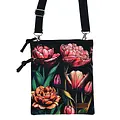 Robin Ruth Passport bag - Neck bag - Black with botanical tulip print
