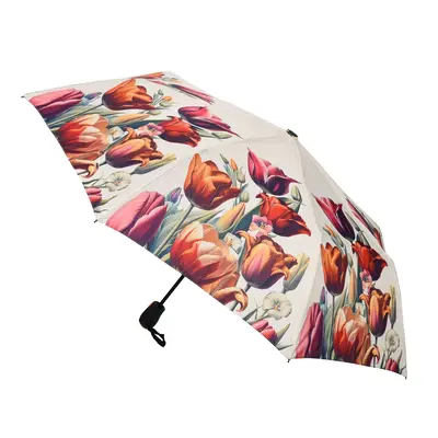 Typisch Hollands Luxury beige umbrella with botanical tulip print