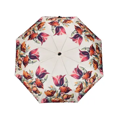 Typisch Hollands Luxury beige umbrella with botanical tulip print
