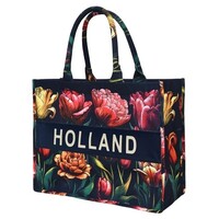 Robin Ruth Fashion Luxe zwarte schoudertas  - Hollandse tulpen