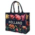 Robin Ruth Fashion Luxe zwarte schoudertas  - Hollandse tulpen