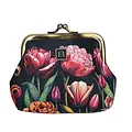 Robin Ruth Fashion Clip Wallet - Black - Tulips