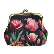 Robin Ruth Fashion Clip Wallet - Black - Tulips