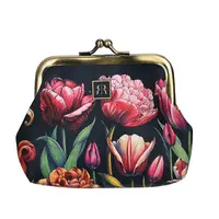 Robin Ruth Fashion Clip Wallet - Black - Tulips