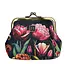 Robin Ruth Fashion Clip Wallet - Black - Tulips