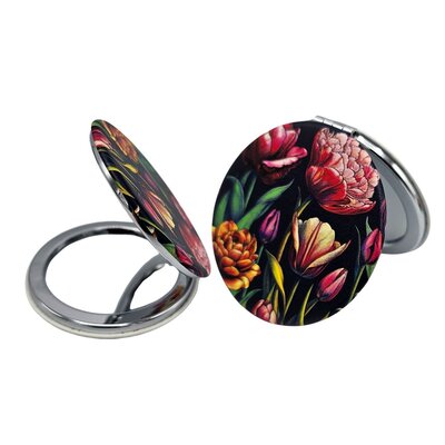 Typisch Hollands Spiegelbox - Rund - Schwarze Tulpen