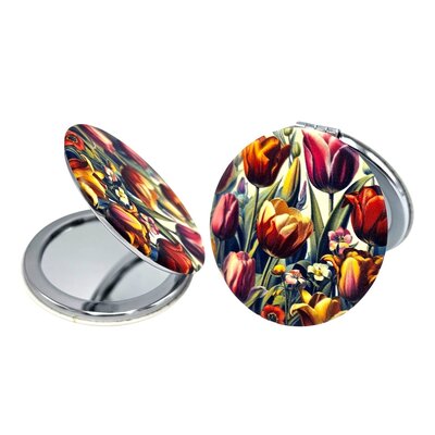 Typisch Hollands Spiegelbox - rund - Tulpen - beige