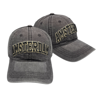 Robin Ruth Fashion Cap Amsterdam - est 1275 -Black with thick embroidery