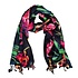 Robin Ruth Fashion Women's scarf black with botanical tulip print