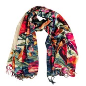 Robin Ruth Fashion Damenschal beige mit botanischem Tulpendruck