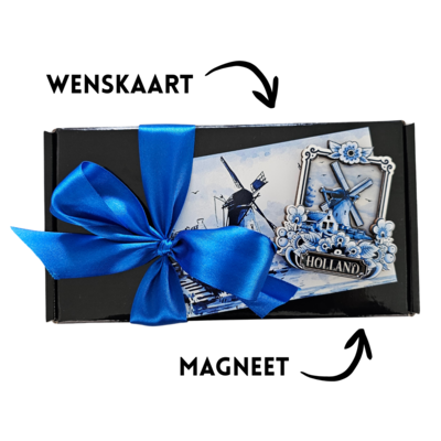 Typisch Hollands Luxuriöses Geschenkset Delfter Blau (Tassen und Stroopwafels)