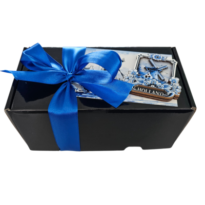 Typisch Hollands Luxuriöses Geschenkset Delfter Blau (Tassen und Stroopwafels)