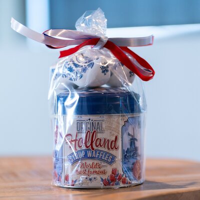 Stroopwafels (Typisch Hollands) Stroopwafels in Geschenkblik met Klompjes - Ruitjes