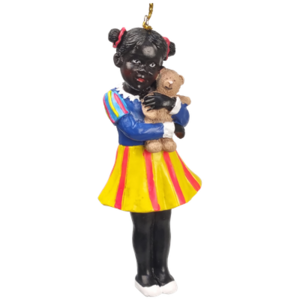 Typisch Hollands Piet-Mädchen mit Teddybär