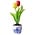 Heinen Delfts blauw Delfts blauwe bloempot met 3 tulpen