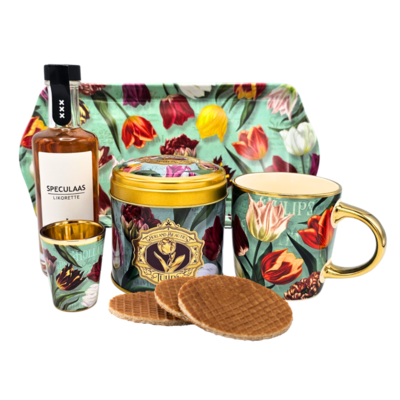 Typisch Hollands Geschenkset - Hübsche Tulpen grün - Groß
