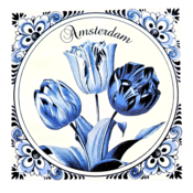 Typisch Hollands Double greeting card - Delft blue - Tulips - Amsterdam