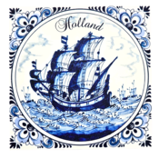 Typisch Hollands Double greeting card - Delft blue - Schip-Holland